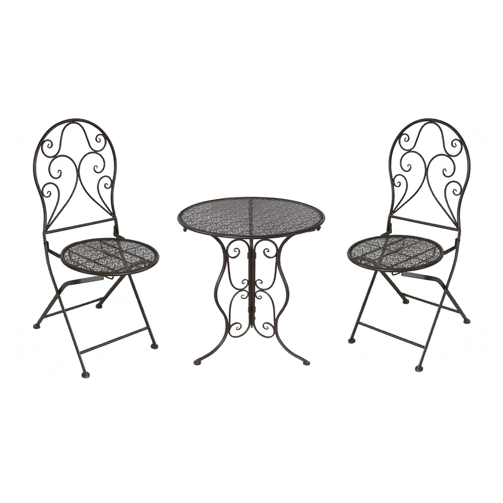 HTI-Line Balkonset Tischgruppe Lani Braun, (Set, 3-tlg), Sitzgruppe Metall Garten nostalgisch