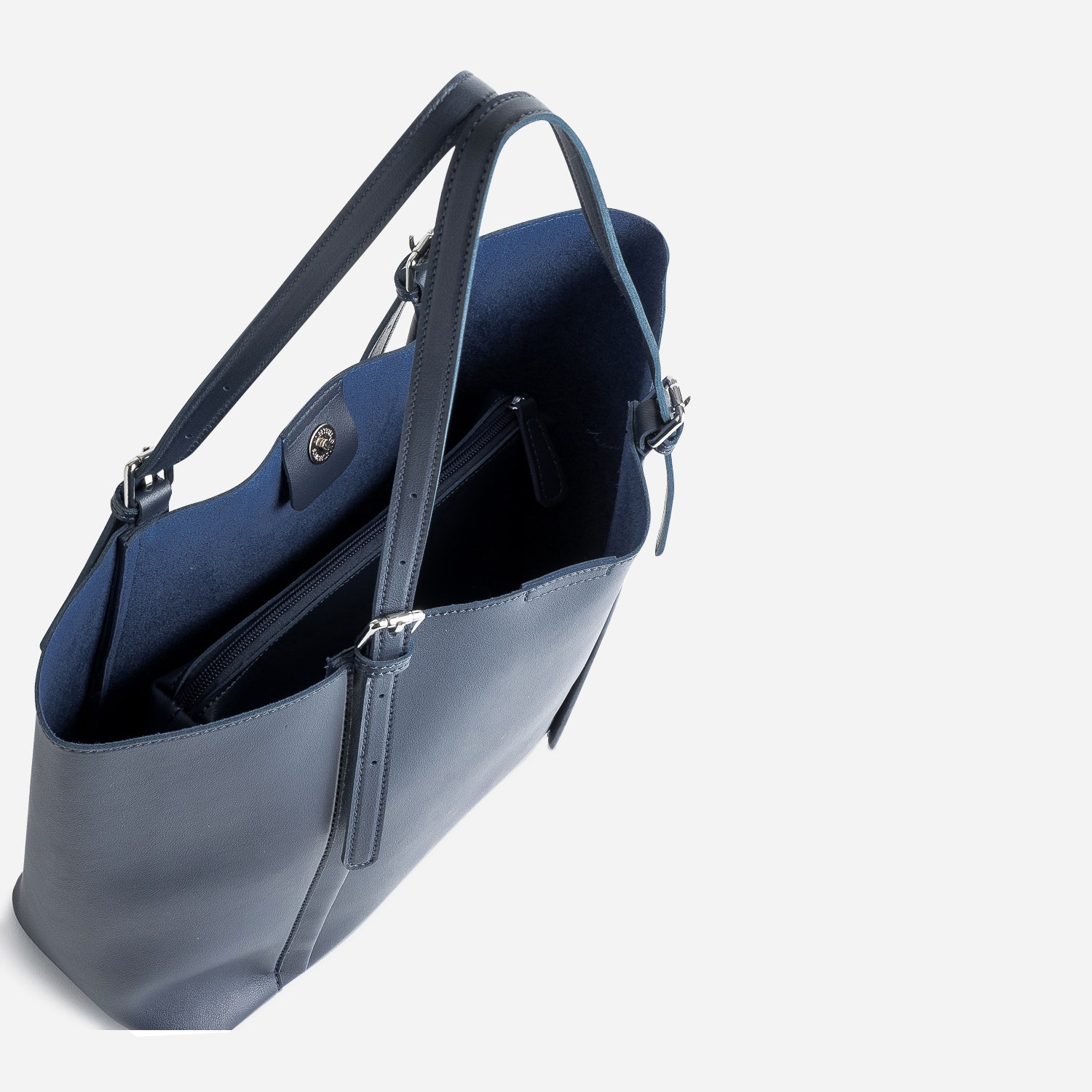 Sac cabas bleu marine 2 en 1 pochette amovible