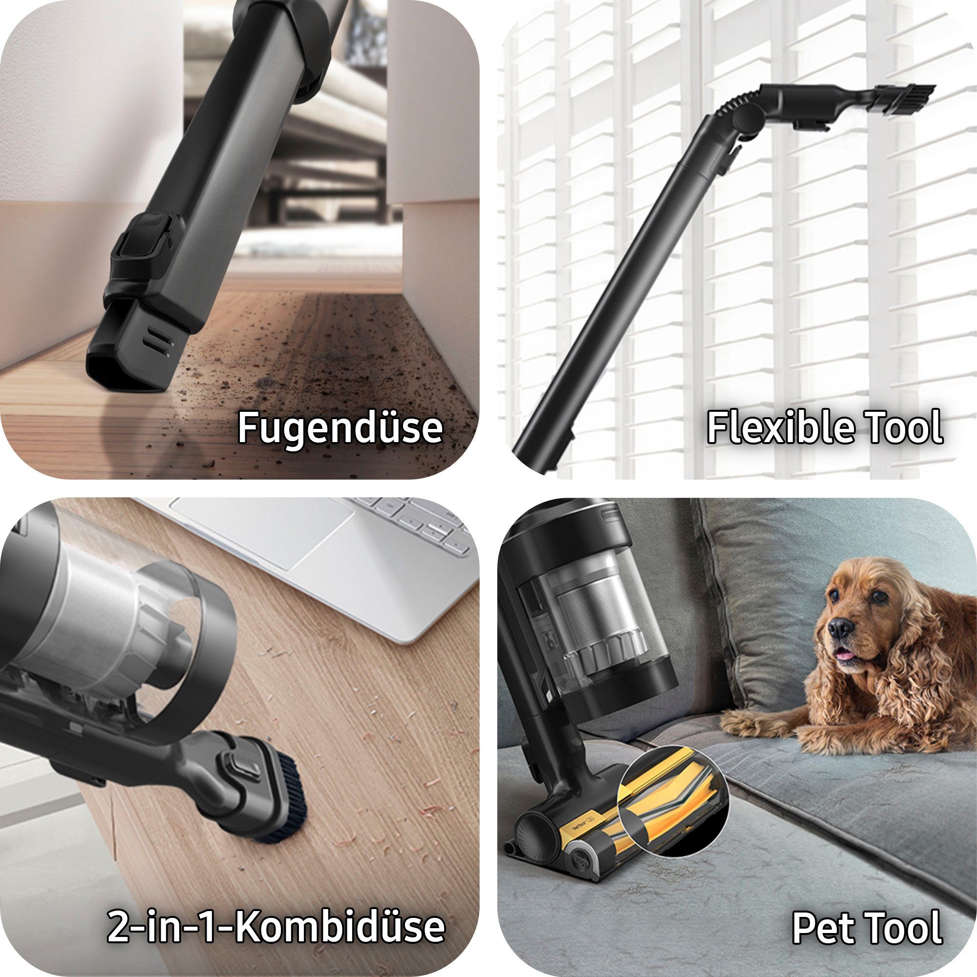Samsung Akku-Handstaubsauger BESPOKE Jet AI Akku+ CompleteClean VS28C97B4QK/WD, 730 W, beutellos, automatische Entleerung mit selbstschließender Öffnung