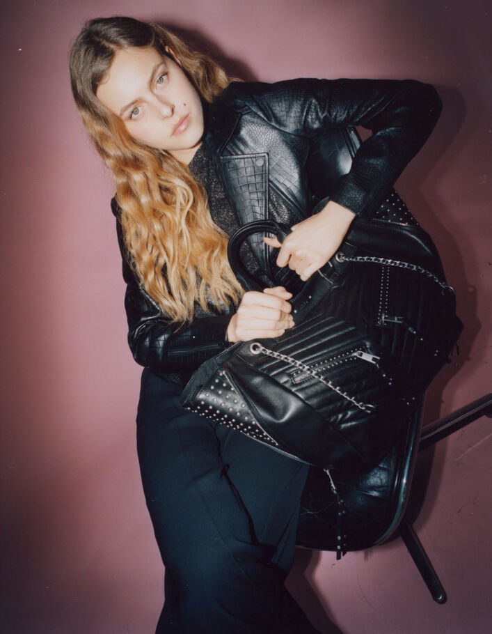 Sac cabas LE 1440 Rock noir cuir clouté Femme