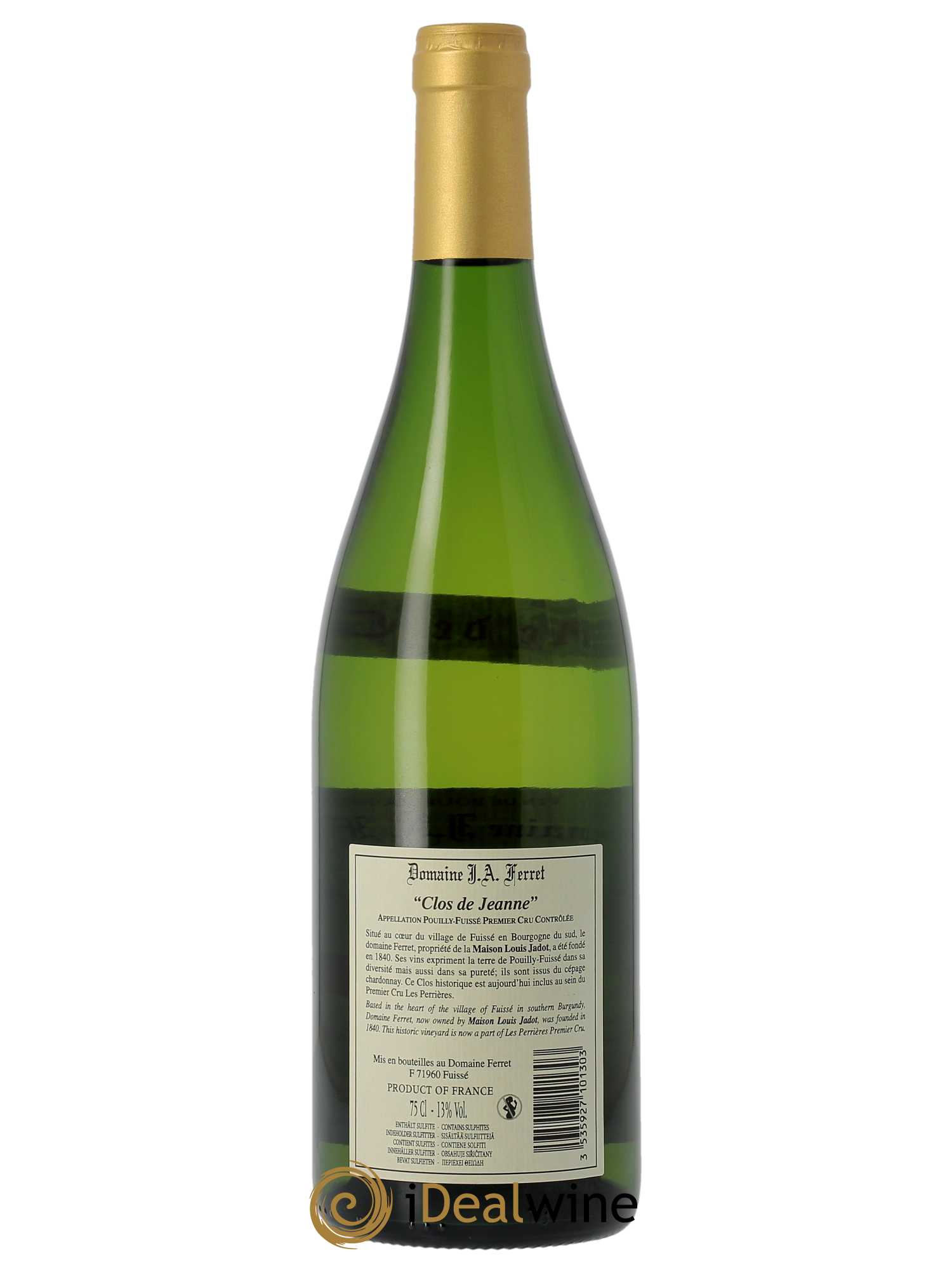 Pouilly-Fuissé Tête de Cru Les Perrières Le Clos des Jeanne J.A. Ferret (Domaine)  2021 - Lot de 1 Bouteille