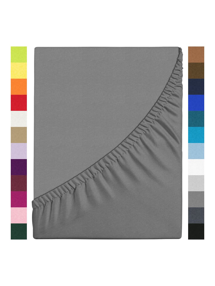 GMD Living Jersey Premium Spannbettlaken JANNEBY in Farbe Grau günstig kaufen