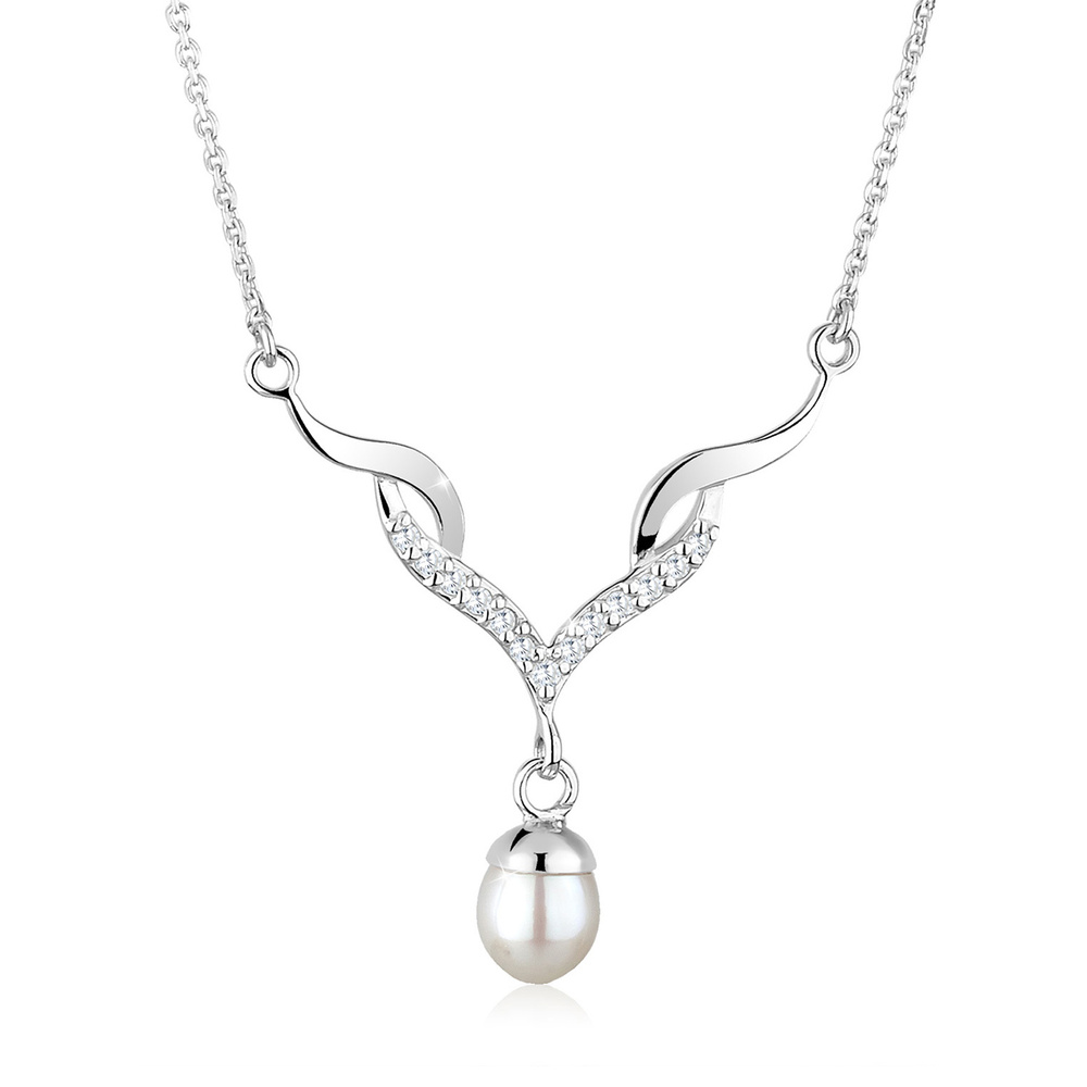 Elli Elli Collier Festlich Perle Zirkonia 925 Sterling Silber collier