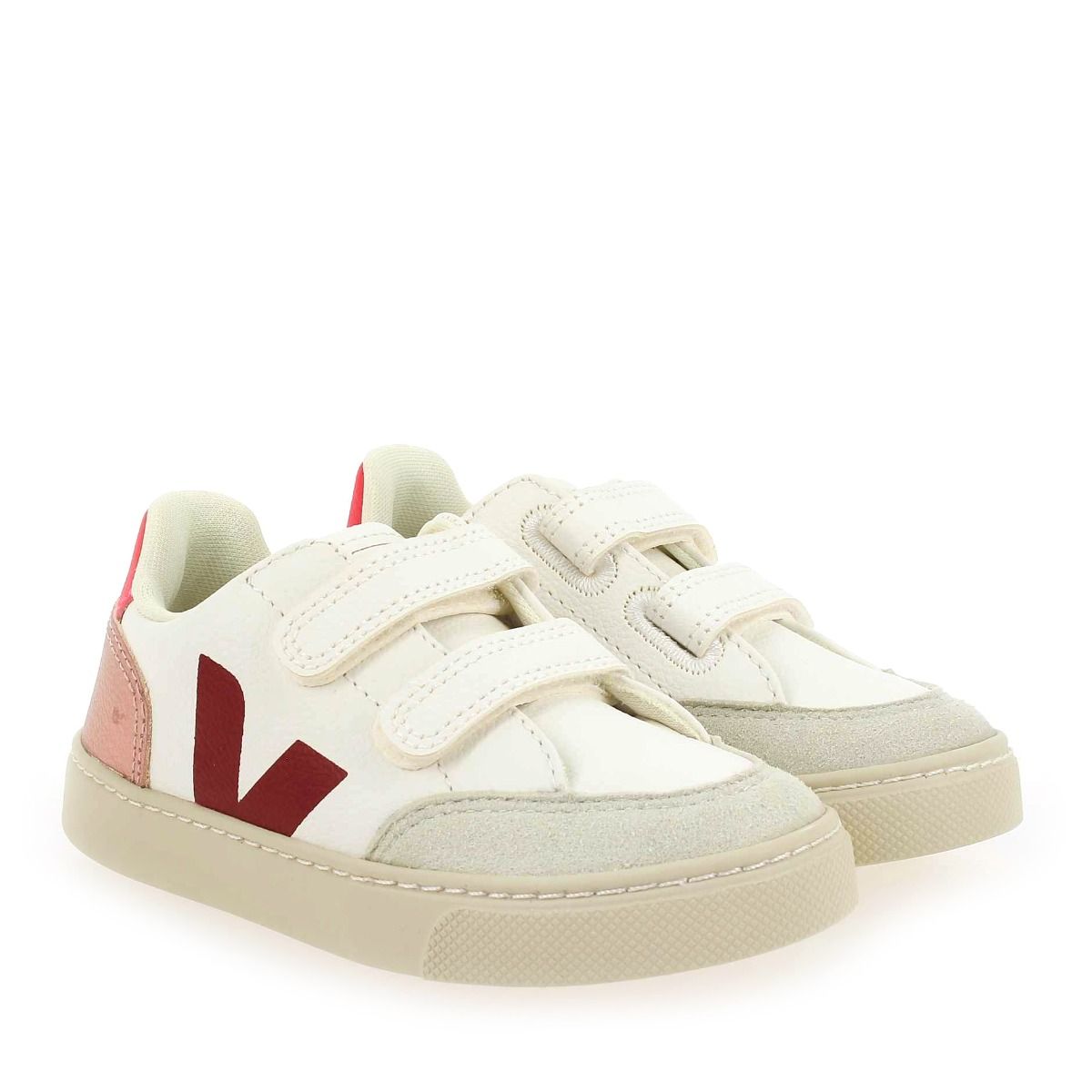 Veja  SMALL V12 VELCRO H23 - Blanc Rose