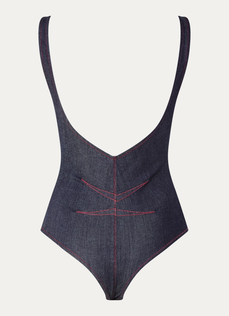 Alaïa Chambray bodysuit with backless design