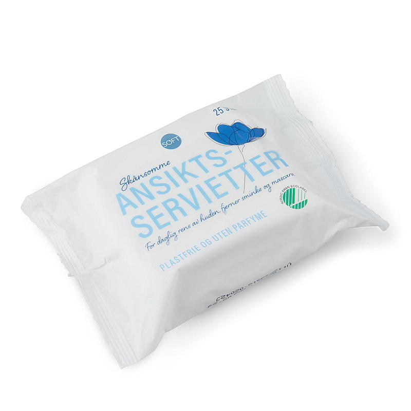 Soft Ansiktsserviett 25-pk for all hud, plastfri