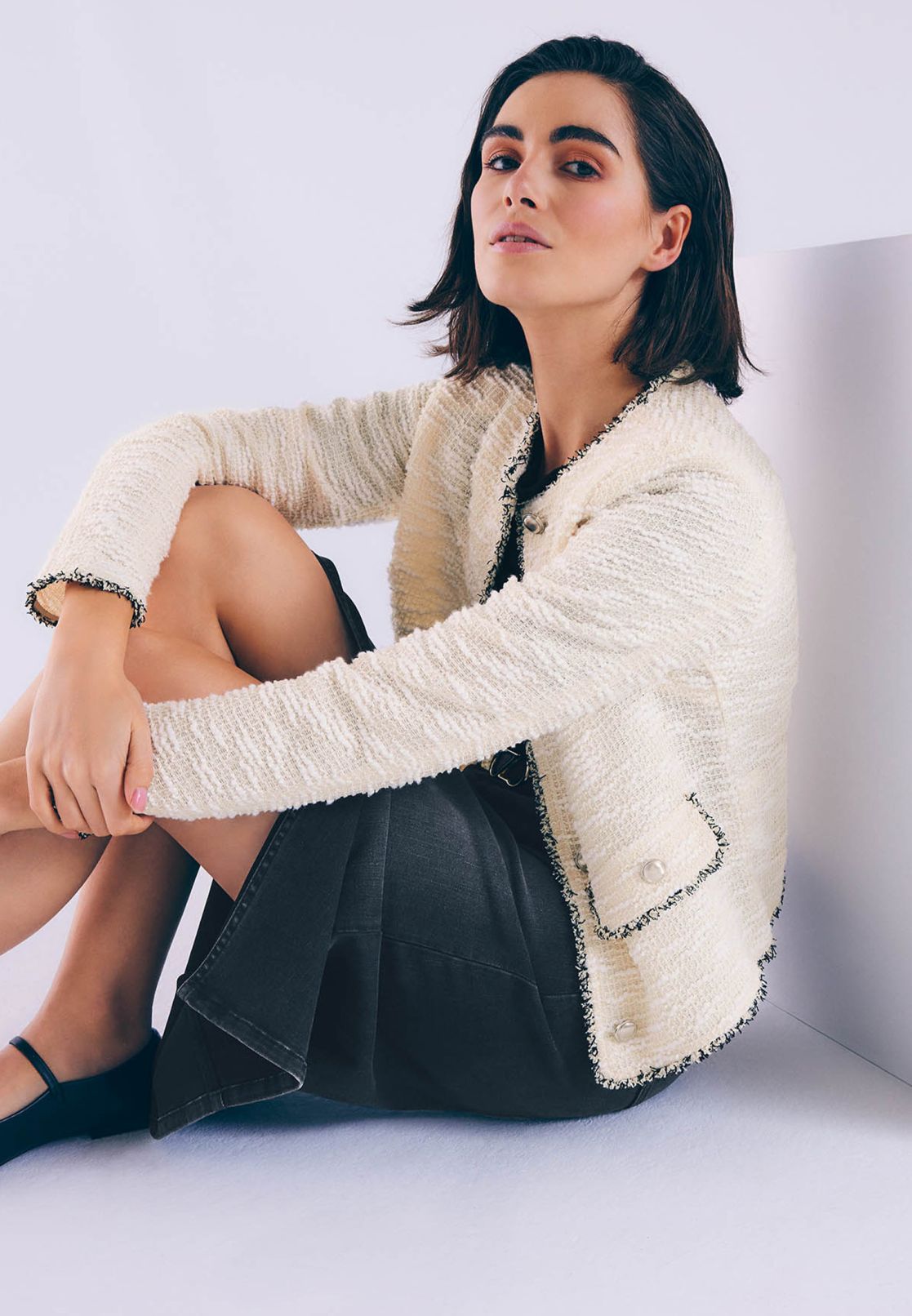 Blazer Bouclè mit Taschenklappen