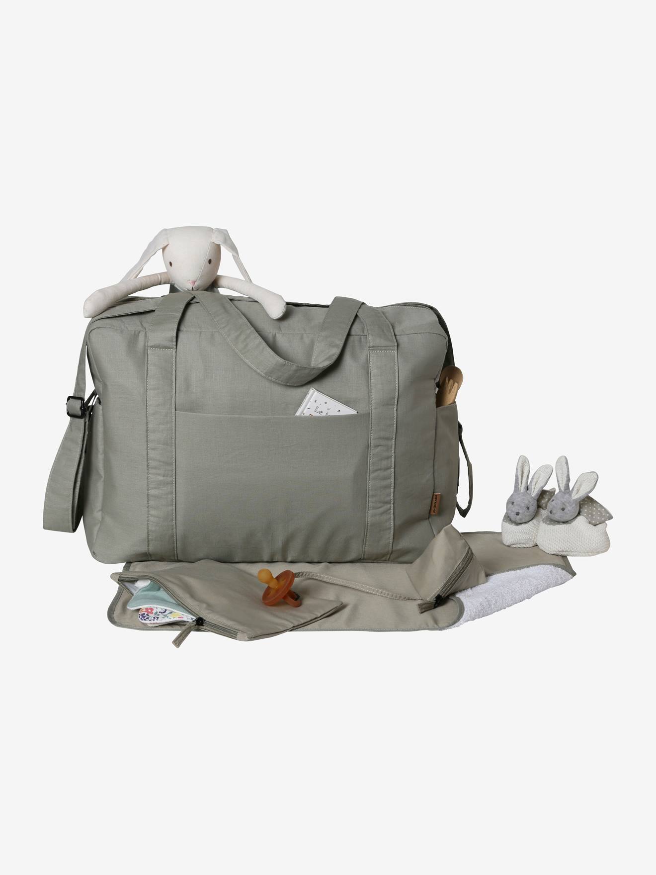 Vertbaudet Wickeltasche BILBAO, Leinen-Mix - khaki