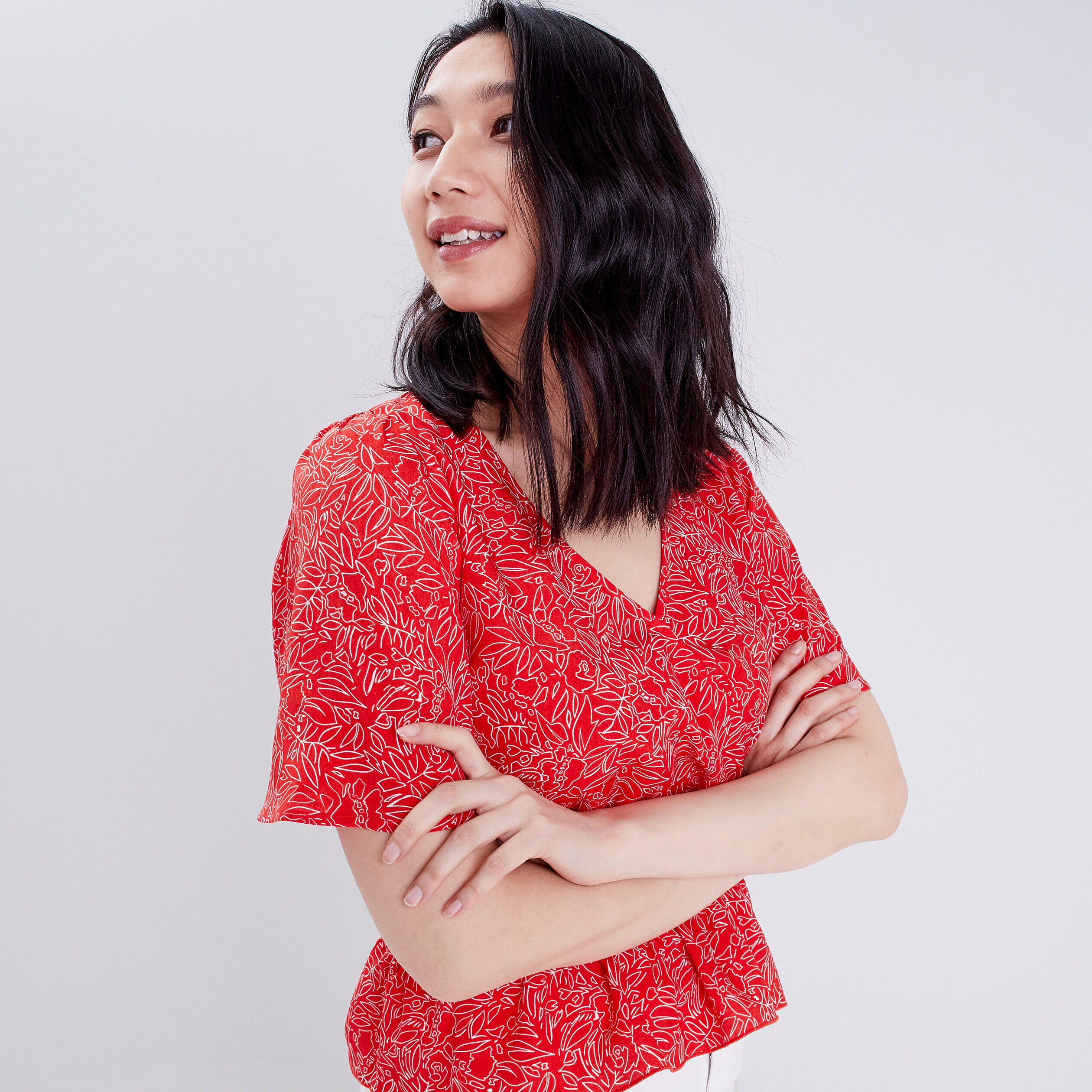 Blouse manches courtes rouge femme | Cache Cache