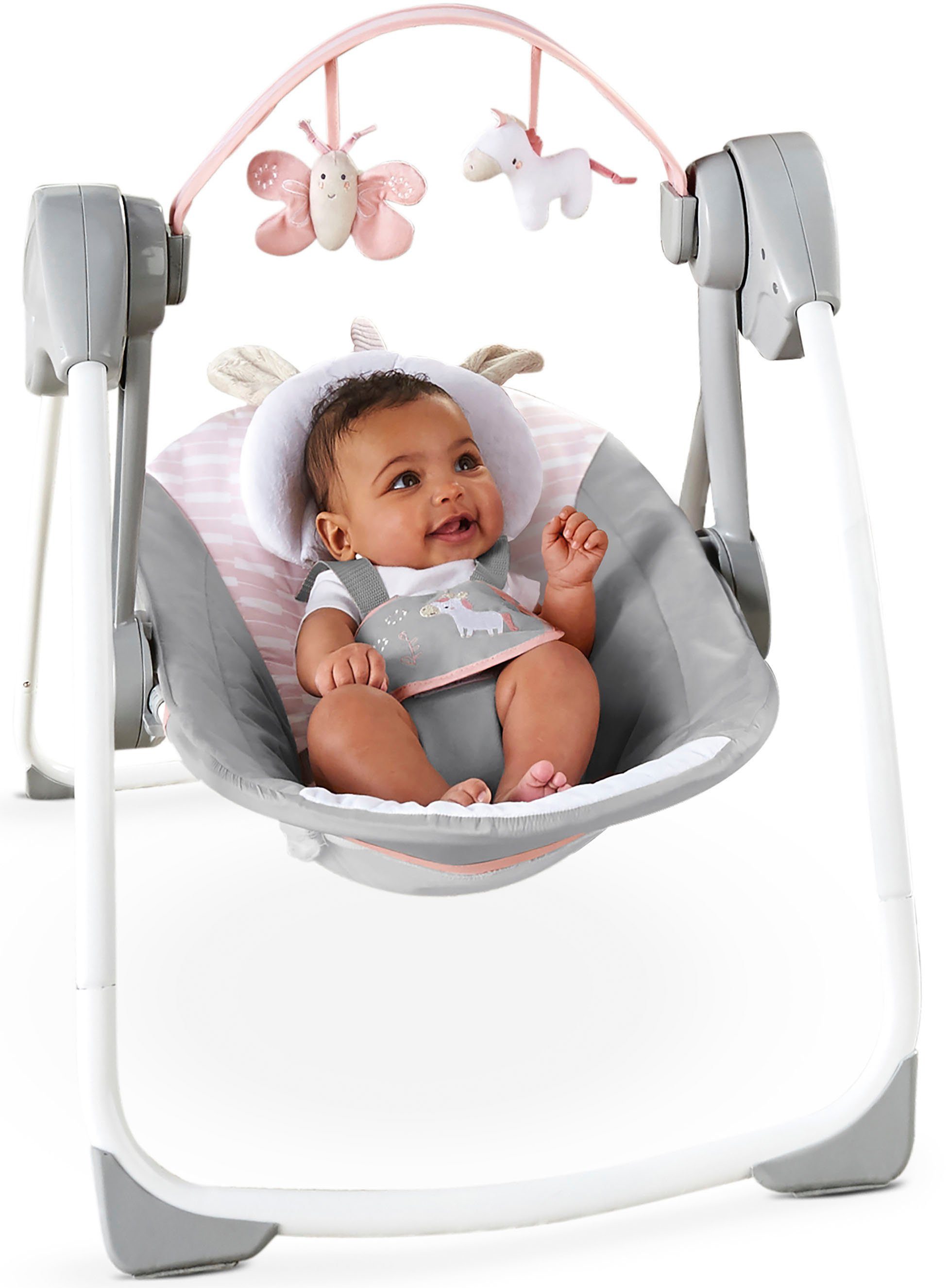 ingenuity Babyschaukel Comfort 2 Go, Flora Unicorn, tragbar