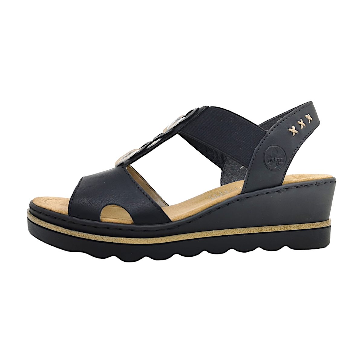 Rieker Luzern/Lagro/Kasanga 67498-00 Schwarz 00 Schwarz/ Gold