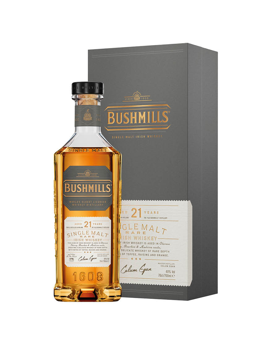 Irish Whiskey Triple Distilled Aged 21 Years Bushmills 0,7 ℓ, En Étui