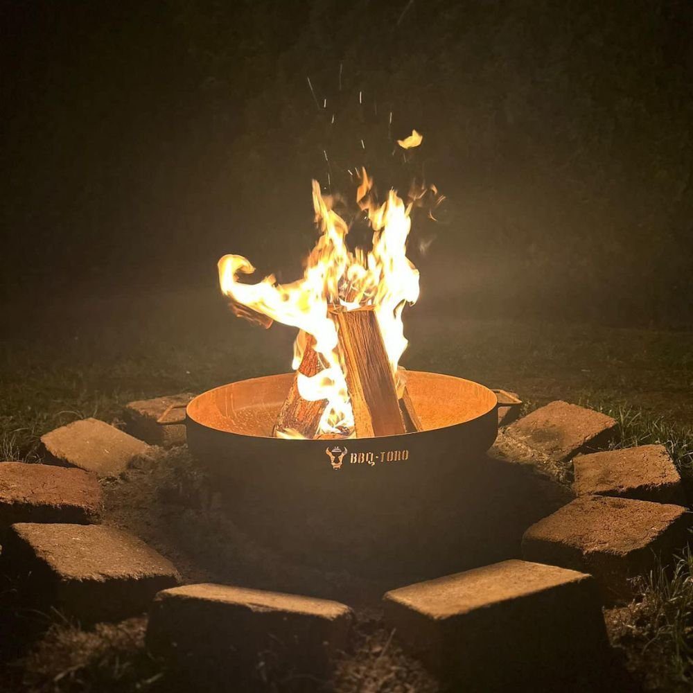BBQ-Toro Feuerschale Ø 70 cm, Rostoptik, Outdoor Dreibein Feuerstelle für Garten/Terrasse, (4-St), mit Griffen