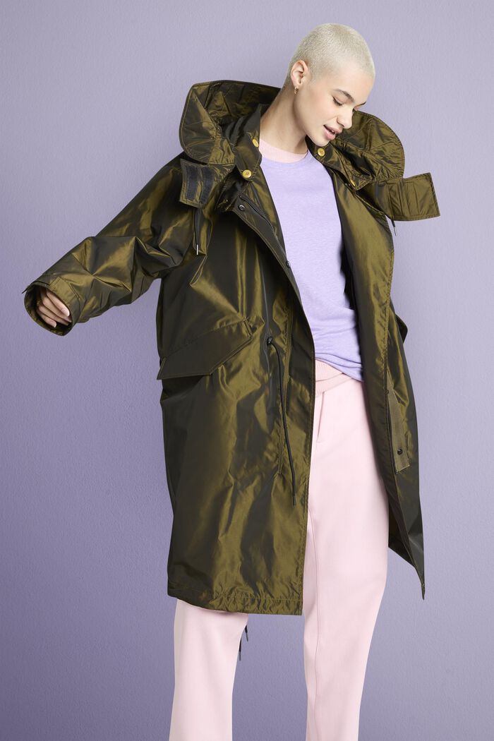 Kapuzen-Parka im Metallic-Look