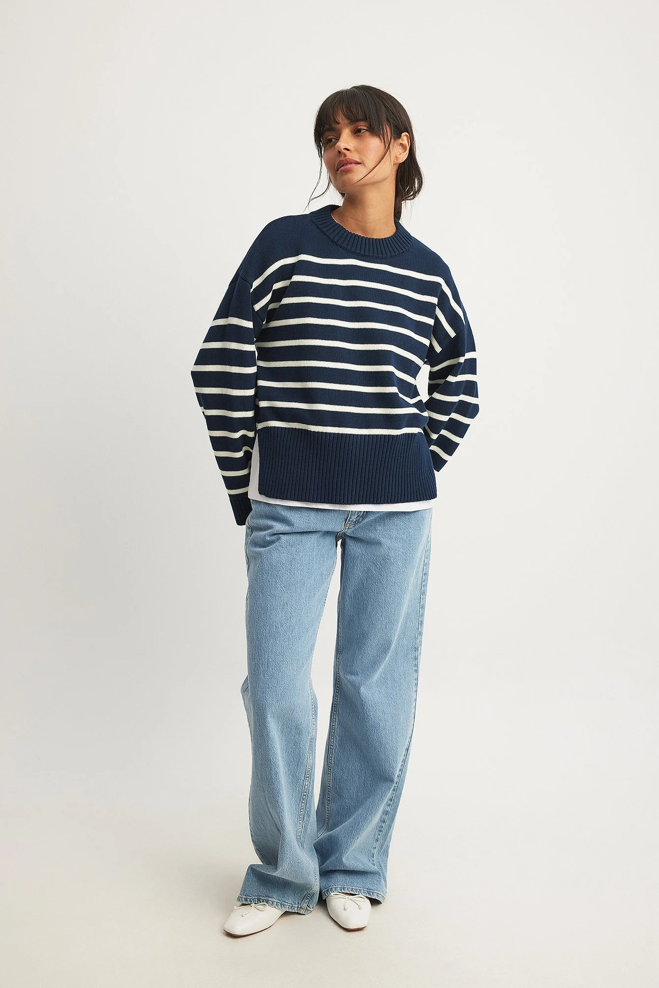 Gestreifter Oversize-Strickpullover