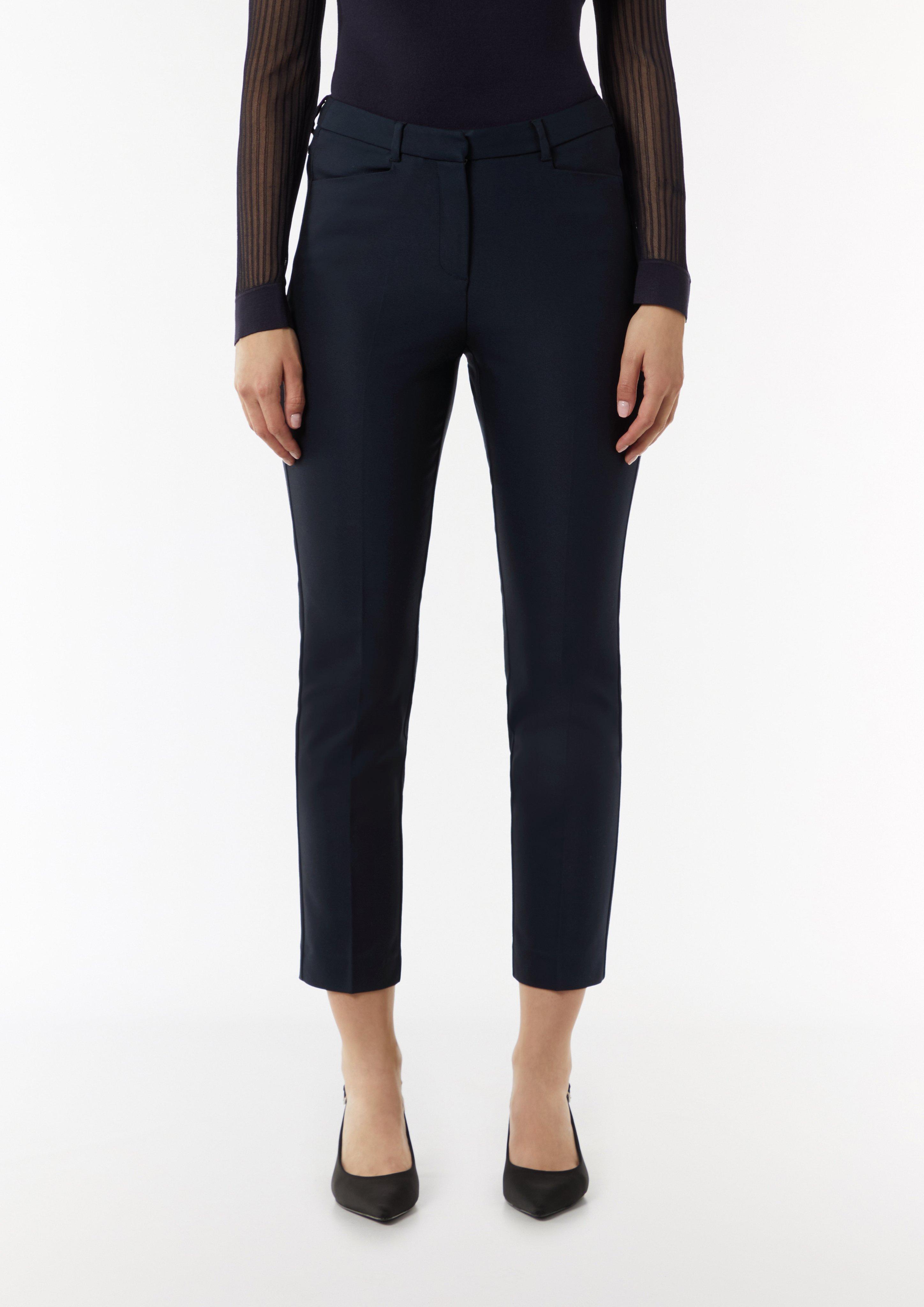 Schmale Stretchhose mit geschlitztem Saum - navy