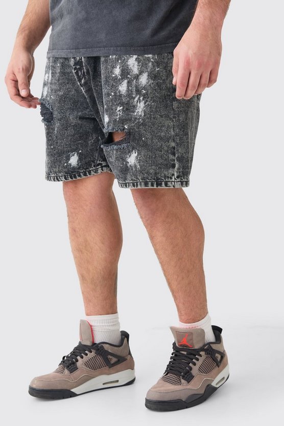 Plus lockere Shorts mit Farbspritzern
