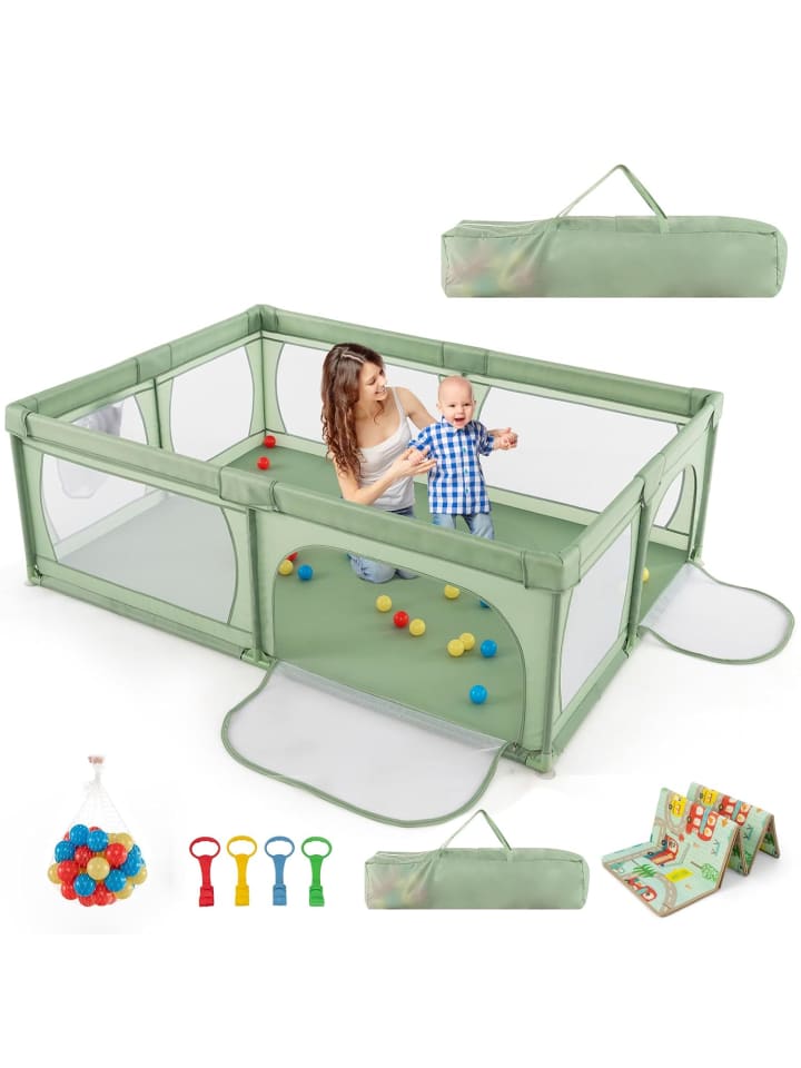 COSTWAY Laufgitter mit 50 Spielbällen in Grün günstig kaufen 68 cm