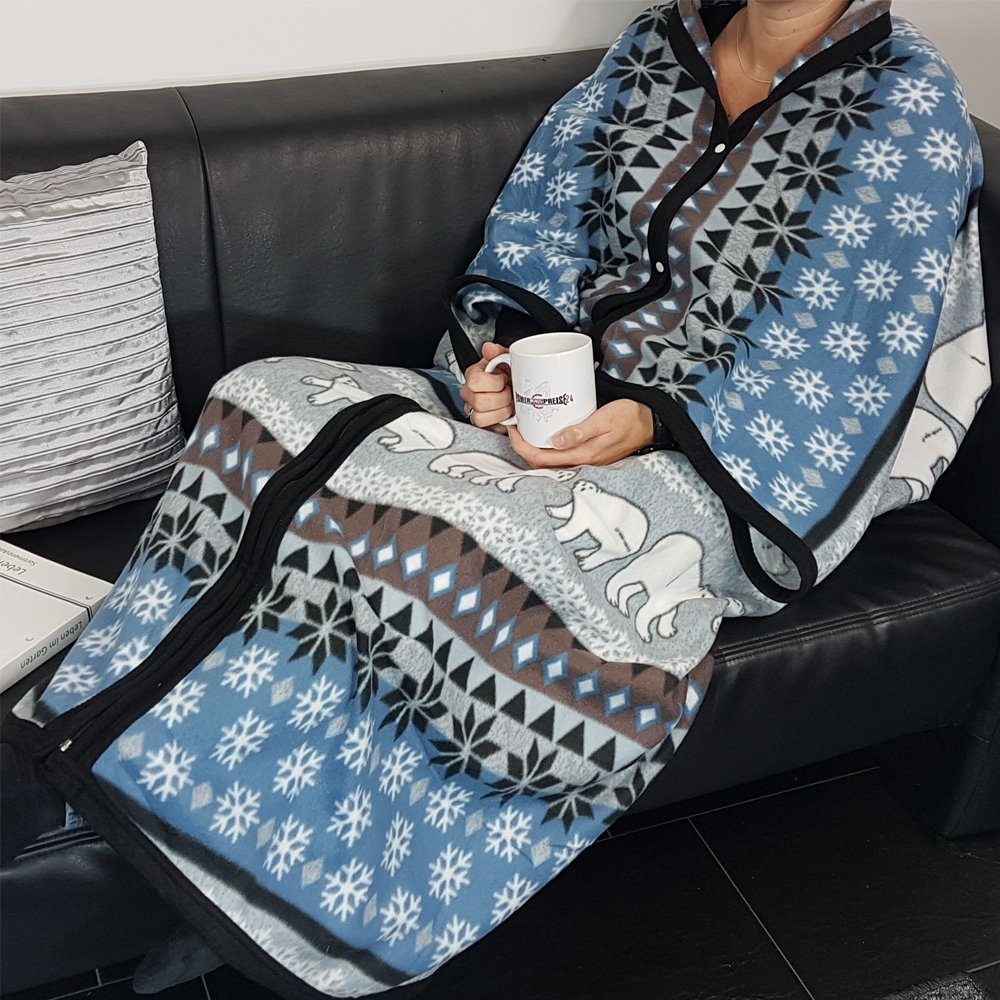 Wohndecke Kuscheldecke mit Ärmeln für Erwachsene & Kinder Ärmeldecke, DILUMA, TV Decke mit Ärmeln & Reißverschluss Kuschelweich, Warm