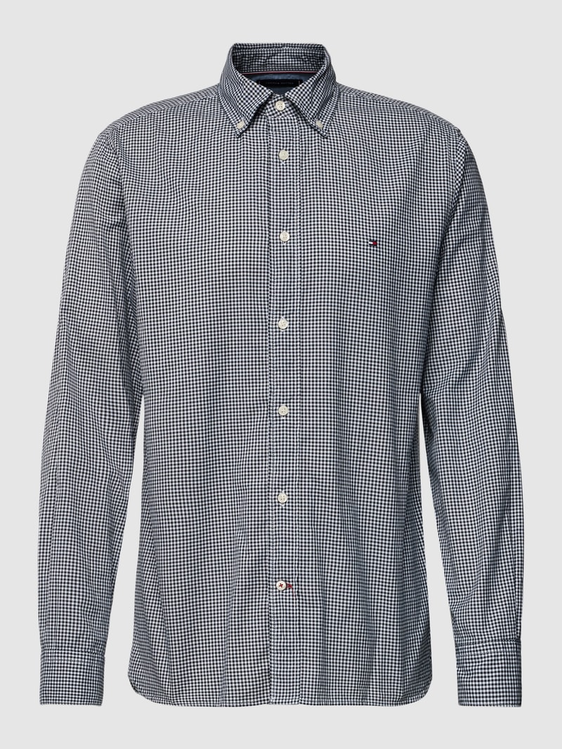 Freizeithemd mit Button-Down-Kragen in marineblau