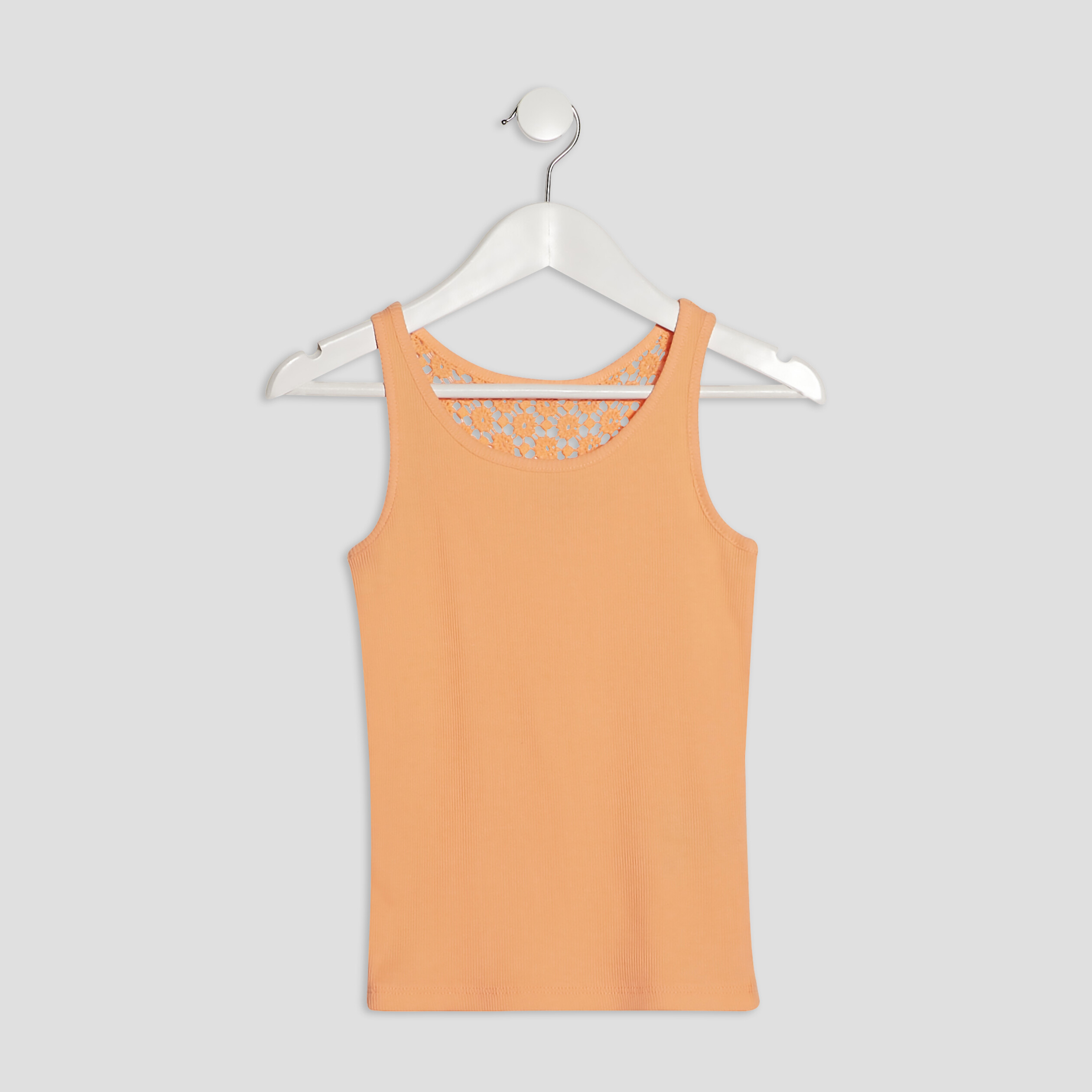 Débardeur coton détail macramé orange corail fille | La Halle