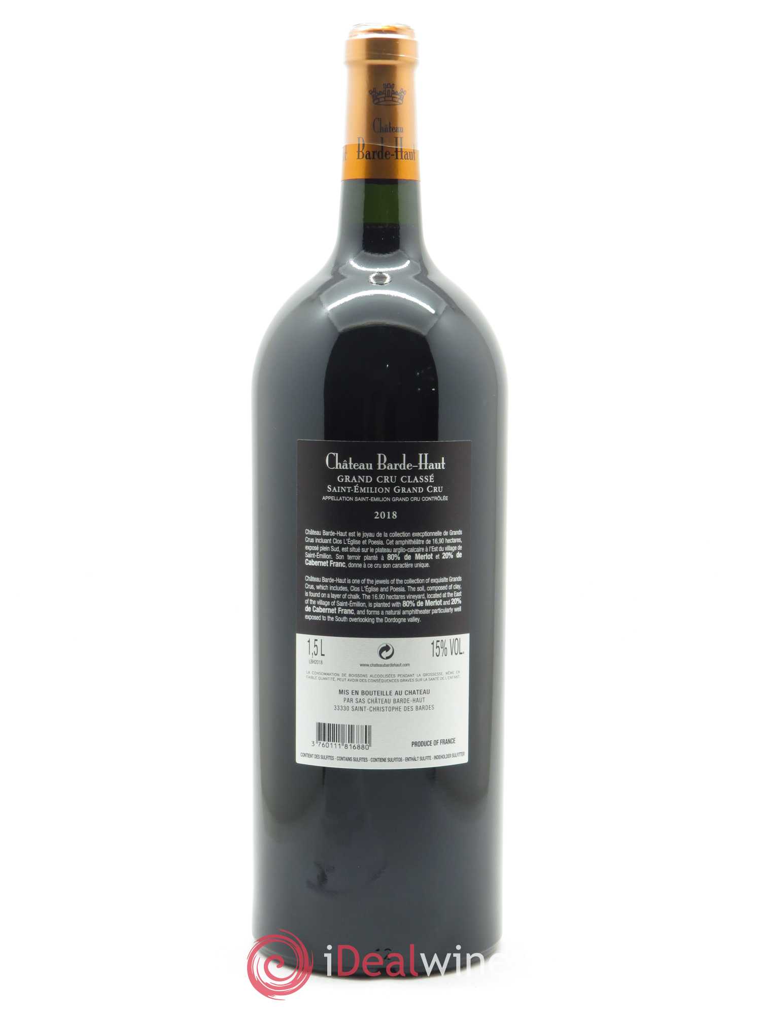 Château Barde Haut Grand Cru Classé (CBO à partir de 6 mgs) 2018 - Lot de 1 Magnum