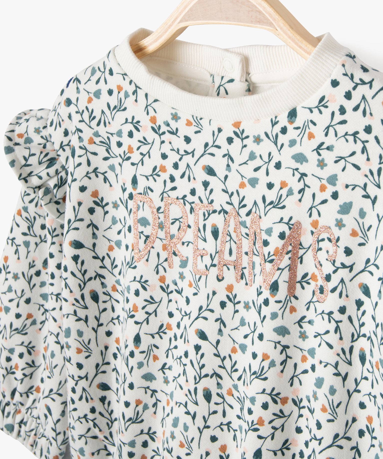 Ensemble 2 pièces sweat fleuri et pantalon en molleton béb... bleu | GEMO
