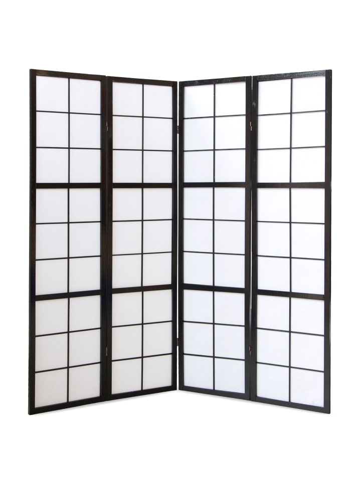 Homestyle4u 4-tlg. Paravent Shoji in Schwarz 176x175 cm günstig kaufen onesize