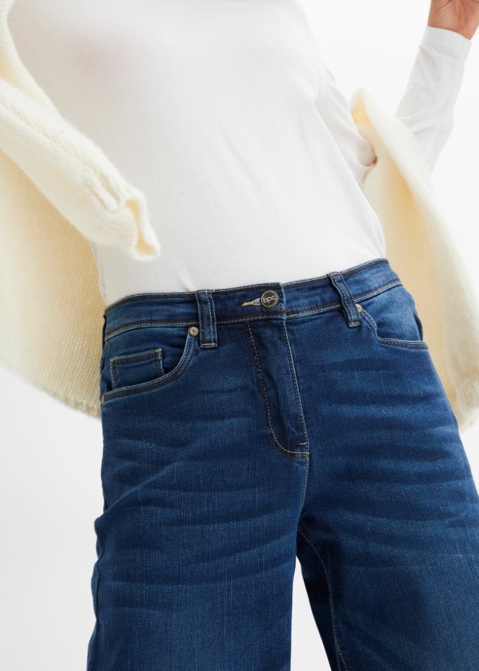 Stretch-Jeans mit extra weitem Bein und Bequembund