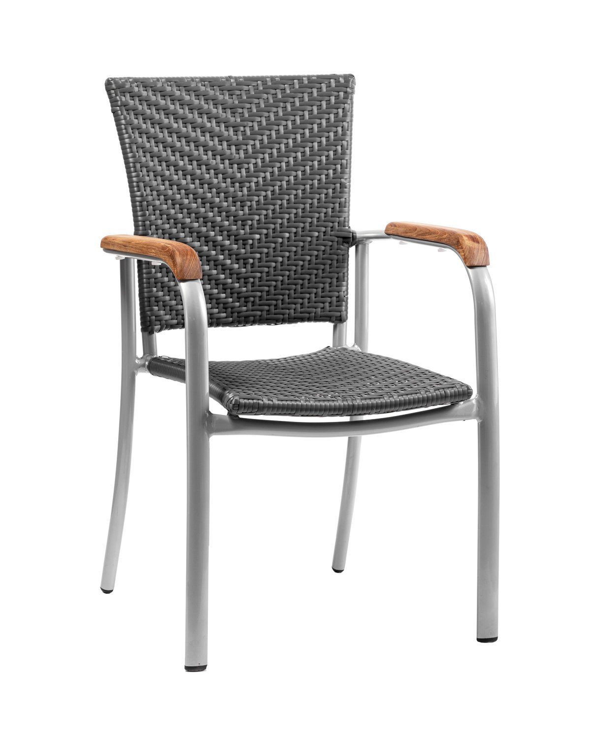 Konway Stapelstuhl ARUBA (4 St), 4x KONWAY® ARUBA Stapelsessel Schiefergrau Polyrattan Sessel