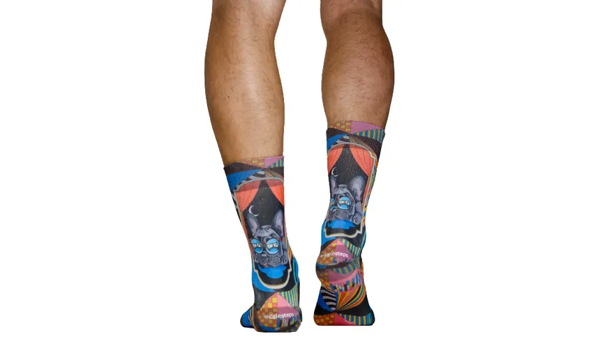 wigglesteps Herren Socken DREAMING PUG-M Light Grey