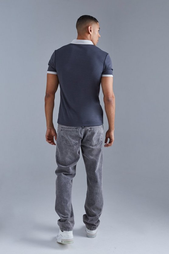 Oversize Poloshirt mit Kontrast-Kragen