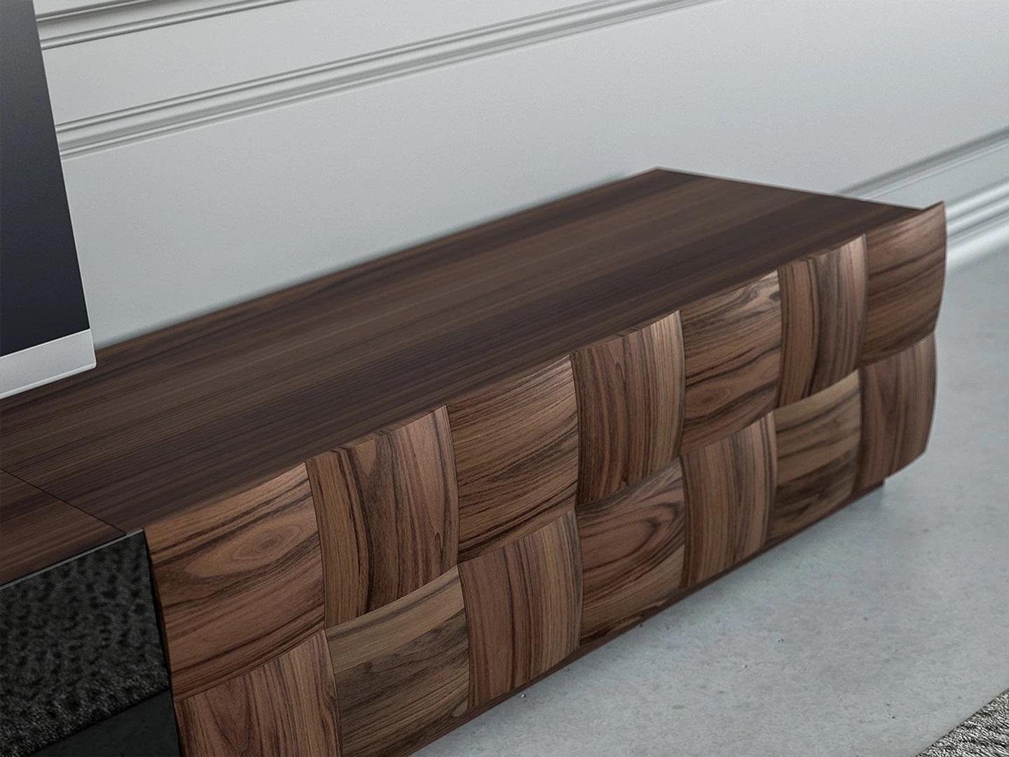 JVmoebel Wohnwand Wohnzimmer Komplett 4tlg TV-Ständer Wohnwand Holzmöbel Wandregal, (4-St., 2x TV-Ständer + 1x Wandschrank + 1x Wandregal), Made in Europa