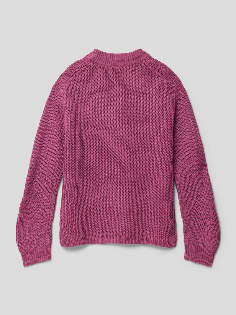 Strickpullover mit Rundhalsausschnitt Modell 'NEWRILEY' in pflaume