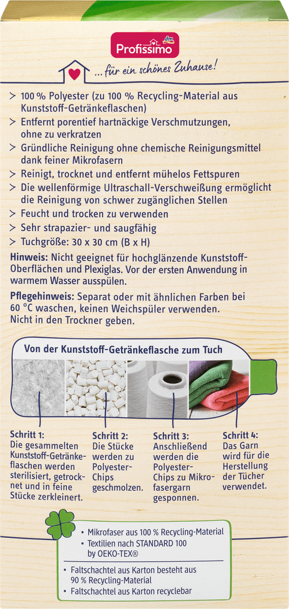 nature Reinigungstücher 100% Recycling-Mikrofaser, 5 St