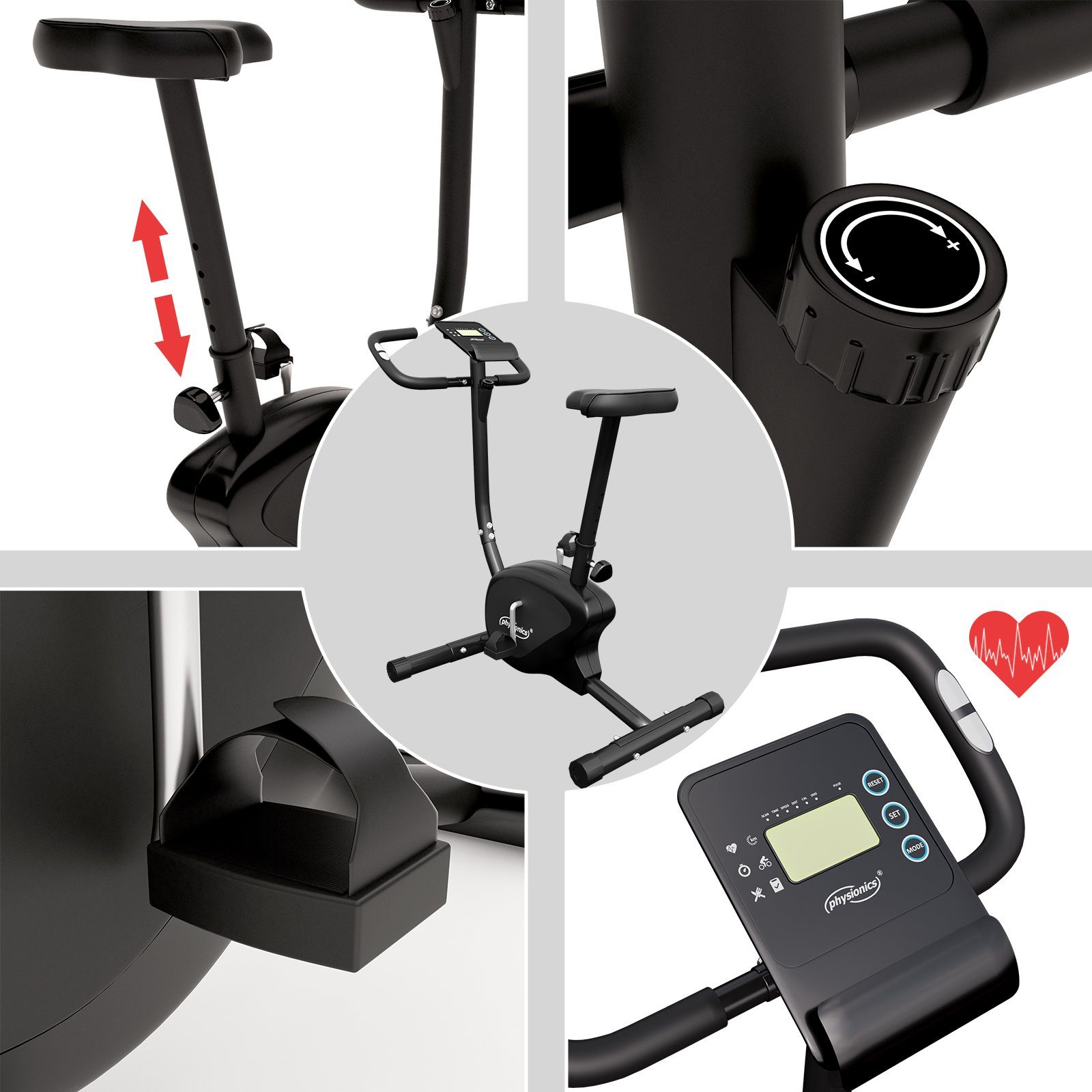 Physionics Heimtrainer Fahrrad Fitness Hometrainer Trimmrad Speedbike