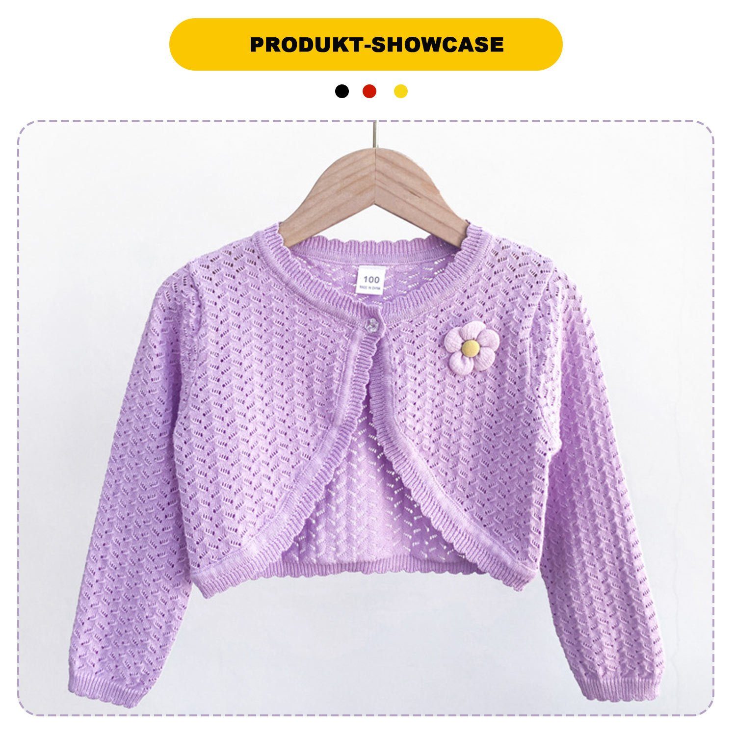 TOPMELON Cardigan Mädchen Strickcardigan Lange Ärmel Überzug Ein Knopf