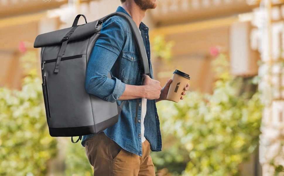 Inateck Laptoprucksack RollTop Rucksack Herren Damen Schulrucksack 25L-30L