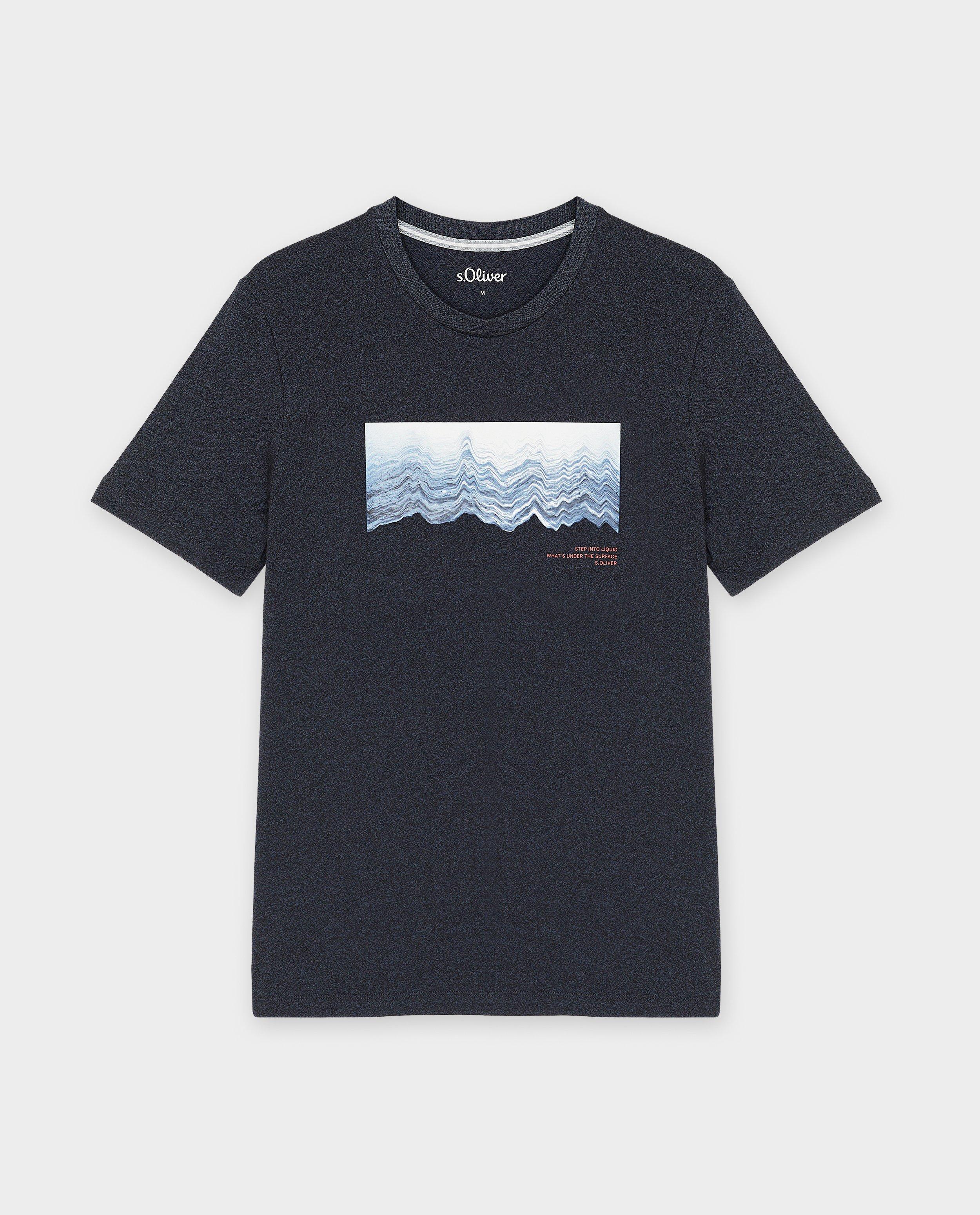 Tricou S. Oliver cu imprimeu albastru închis