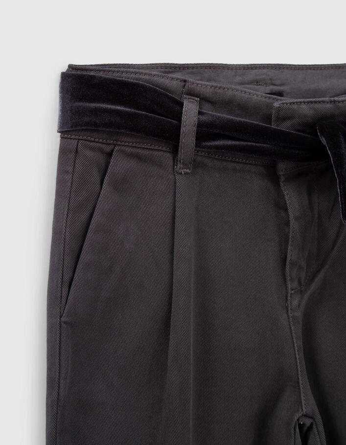 Pantalon gris fluide LYOCELL® ceinture velours fille