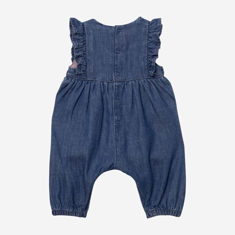 Combi longue jean bébé fille brodée bleu Catimini