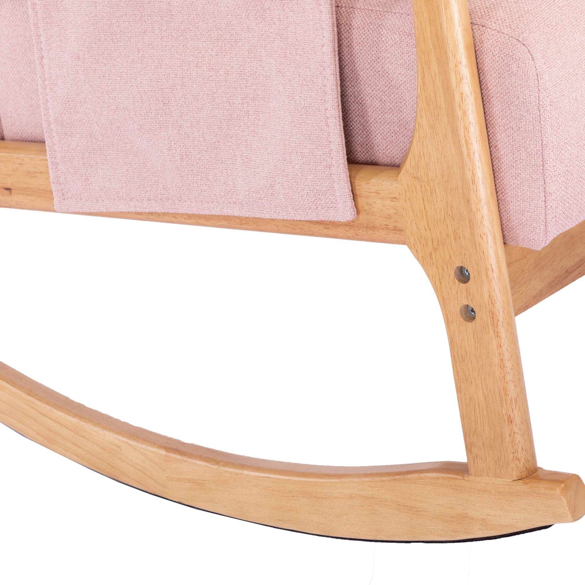 Celya Schaukelstuhl Wohnzimmer Bequemer Schaukelstuhl mit Ottomane, Hohe Rückenlehne Akzent Gleiter Schaukelstuhl, Leinen, Rosa