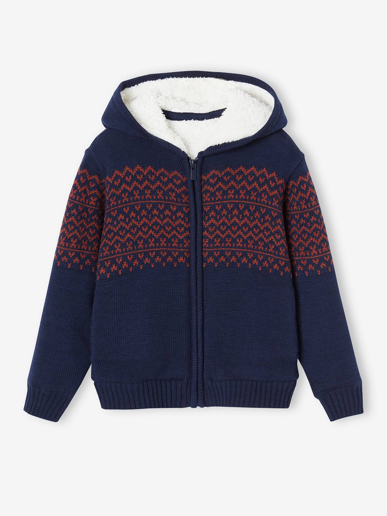 Vertbaudet Gefütterte Jungen Strickjacke - grau meliert