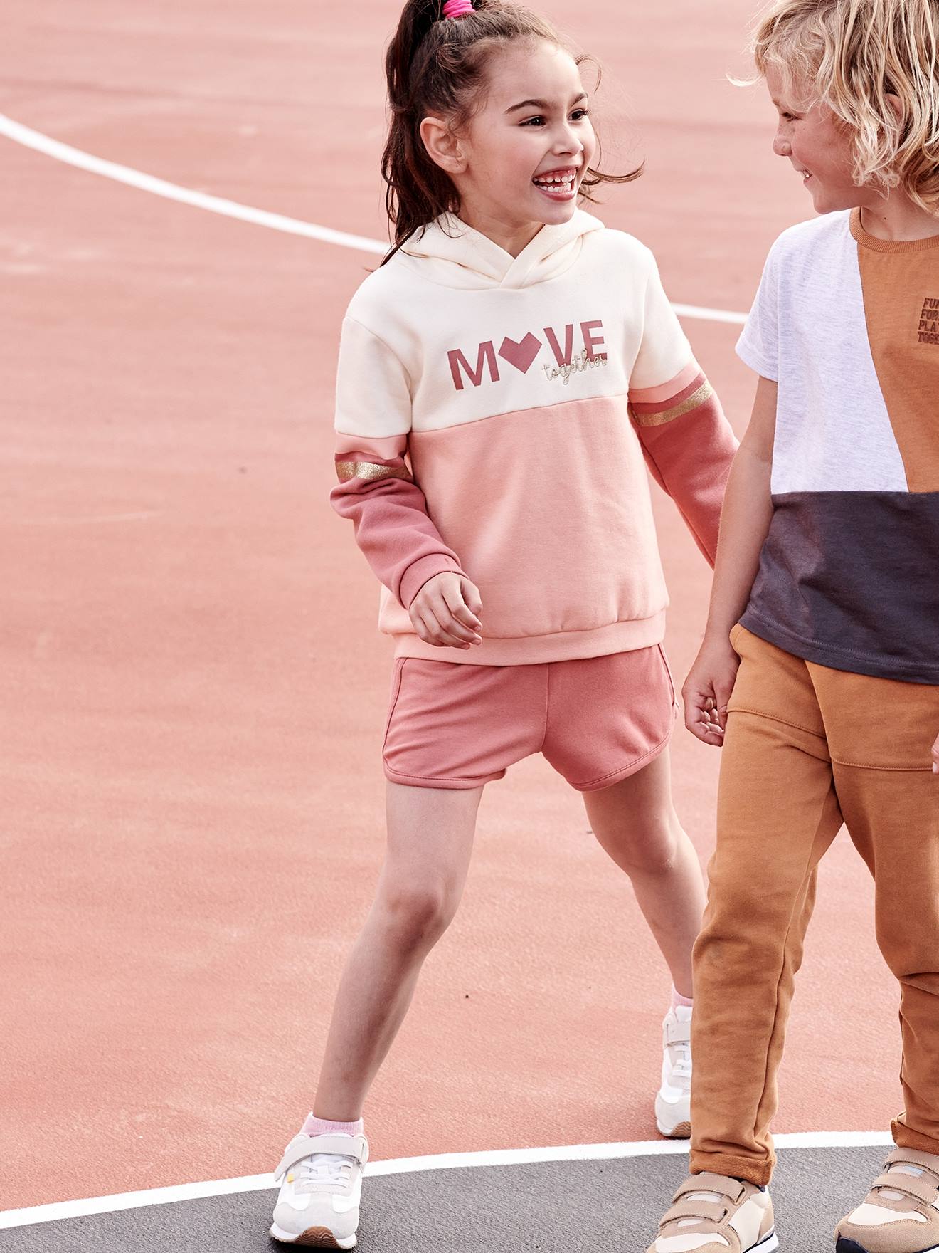 Short sport Basics fille en molleton terracotta