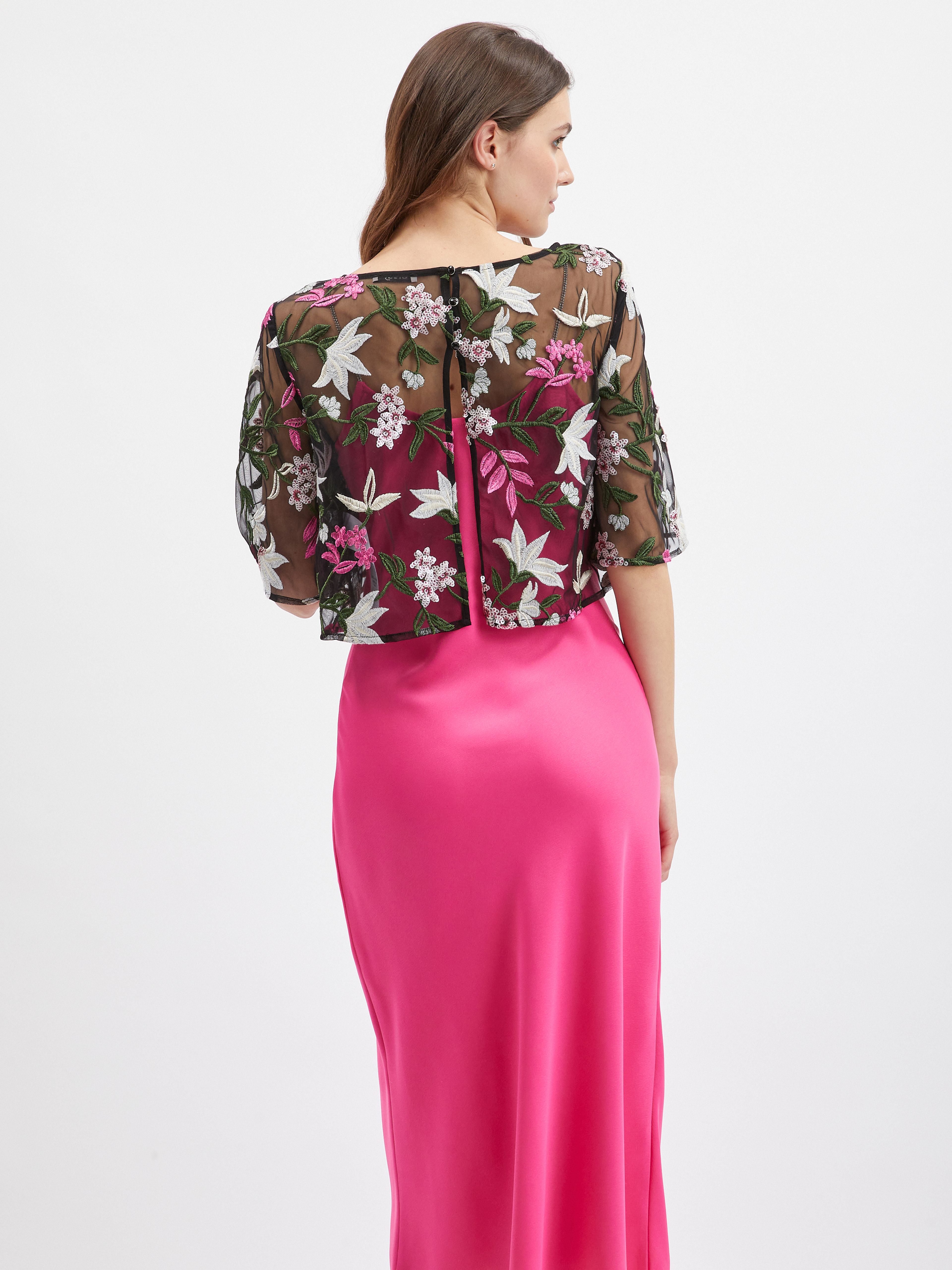 Schwarze Damenbluse mit Blumenmuster ORSAY