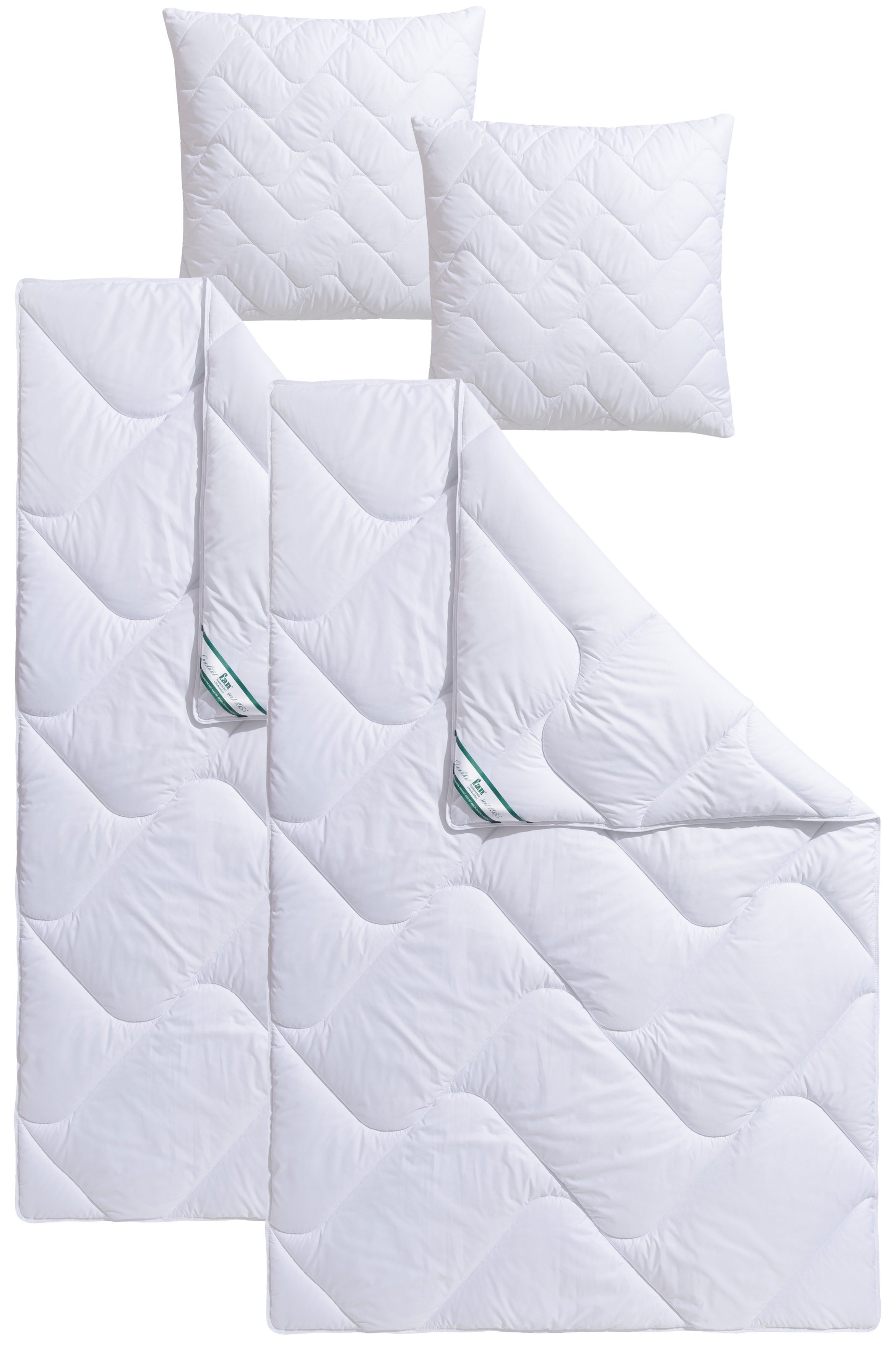 Microfaserbettdecke + Kopfkissen, Bettwaren-Set in 135x200 cm, für Sommer oder 4-Jahreszeiten, f.a.n. Schlafkomfort, Füllung: Faserbällchen (Kopfkissen), Bezug: Microfaser