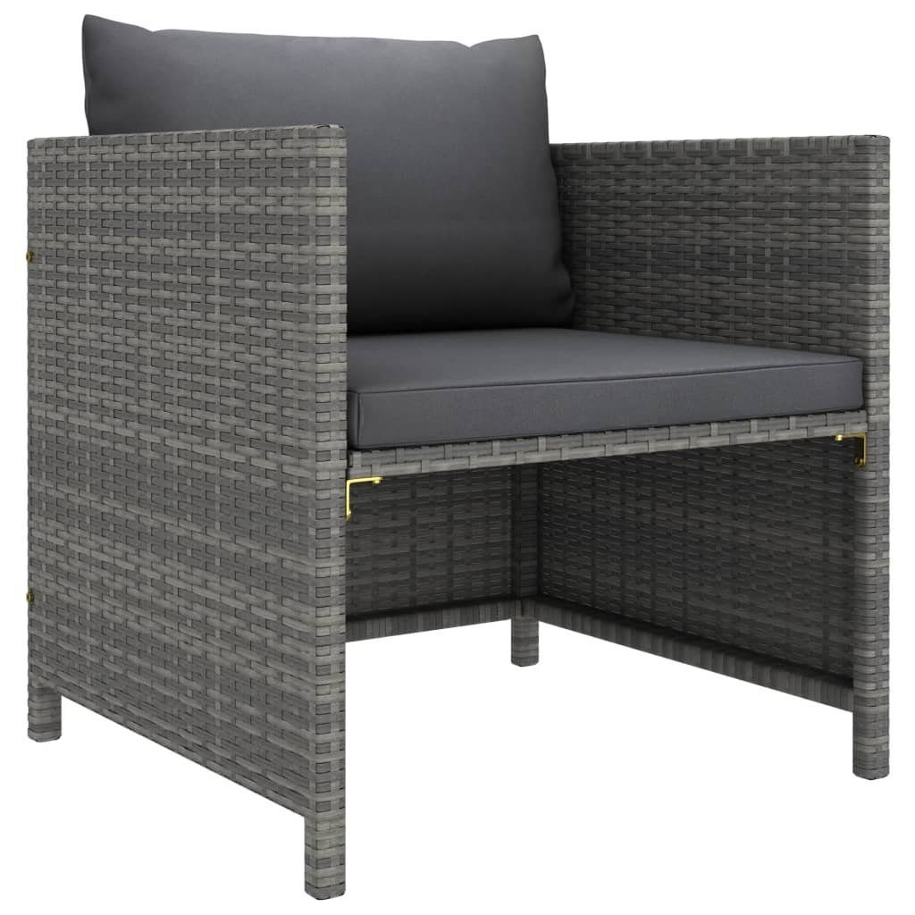 vidaXL Loungesofa Gartensofa mit Kissen Grau Poly Rattan, 1 Teile