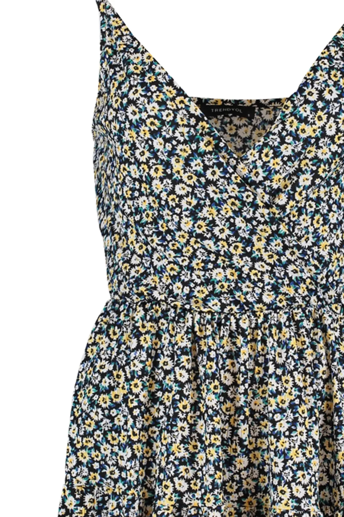 Trendyol Collection  Mehrfarbig gemustertes, zweireihiges, dehnbares Mini-Strickkleid mit Ausschnitt TWOSS21EL1554