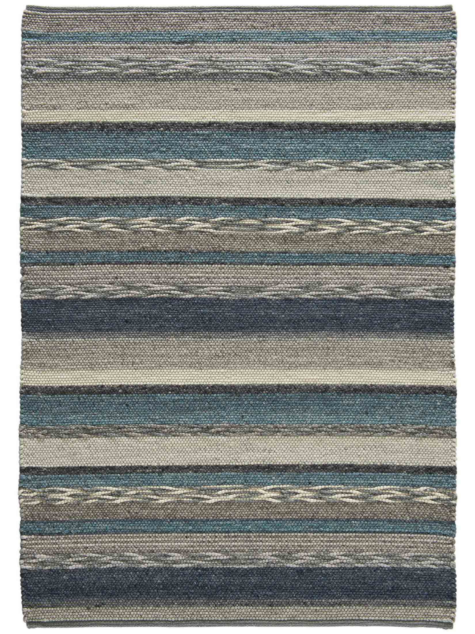 Bjerka Woll-Teppich, Blue Stripes