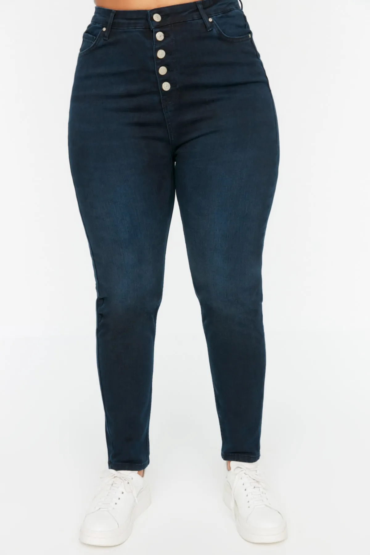 Trendyol Curve  Dunkelblaue Skinny Jeans mit hoher Taille